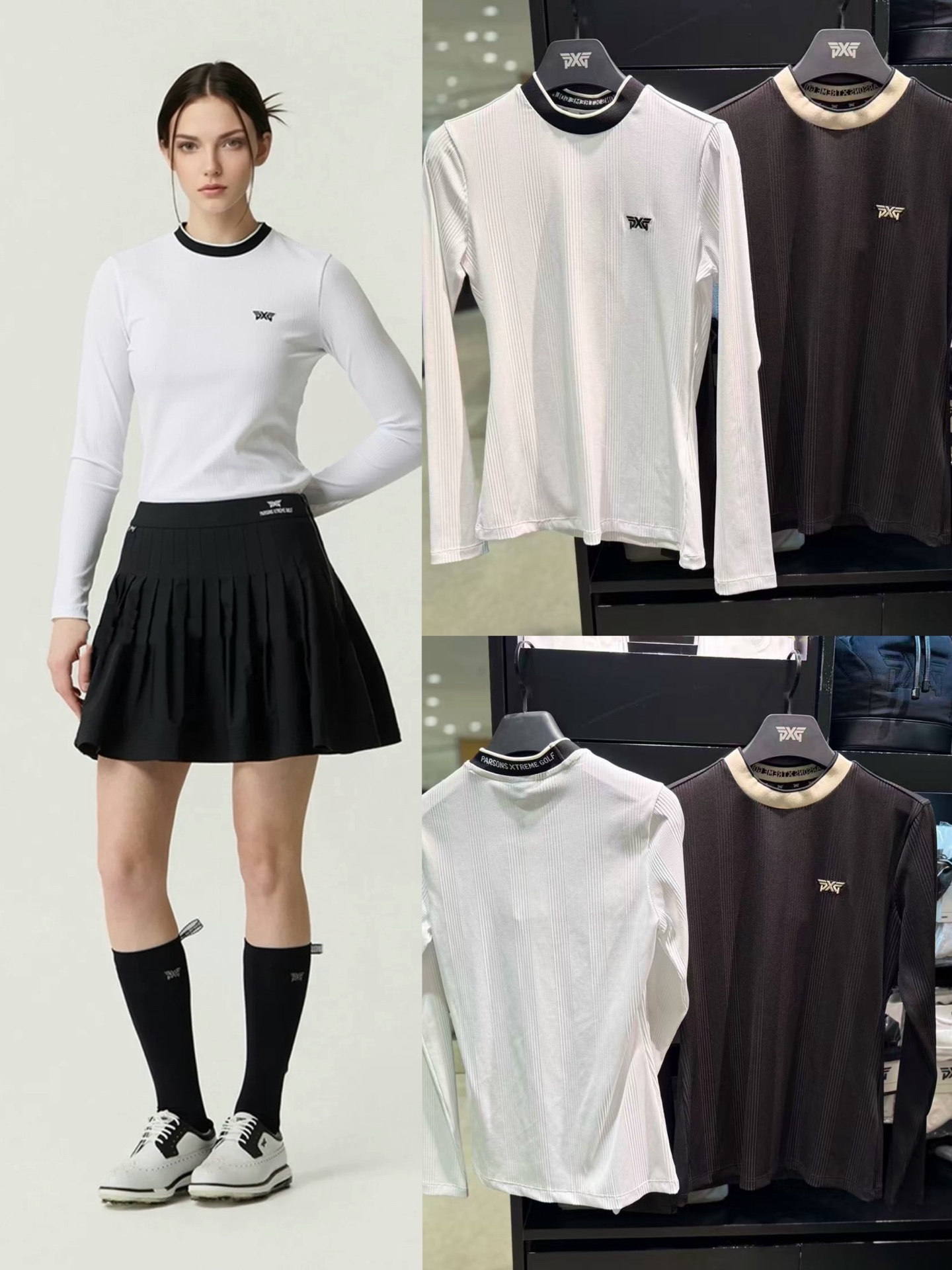 PXG 26 S/S 여성 하프넥 긴팔 티셔츠