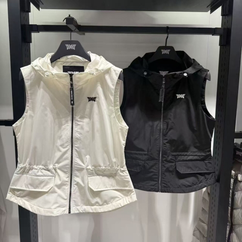 PXG 봄·여름 여성 지퍼 후드 베스트